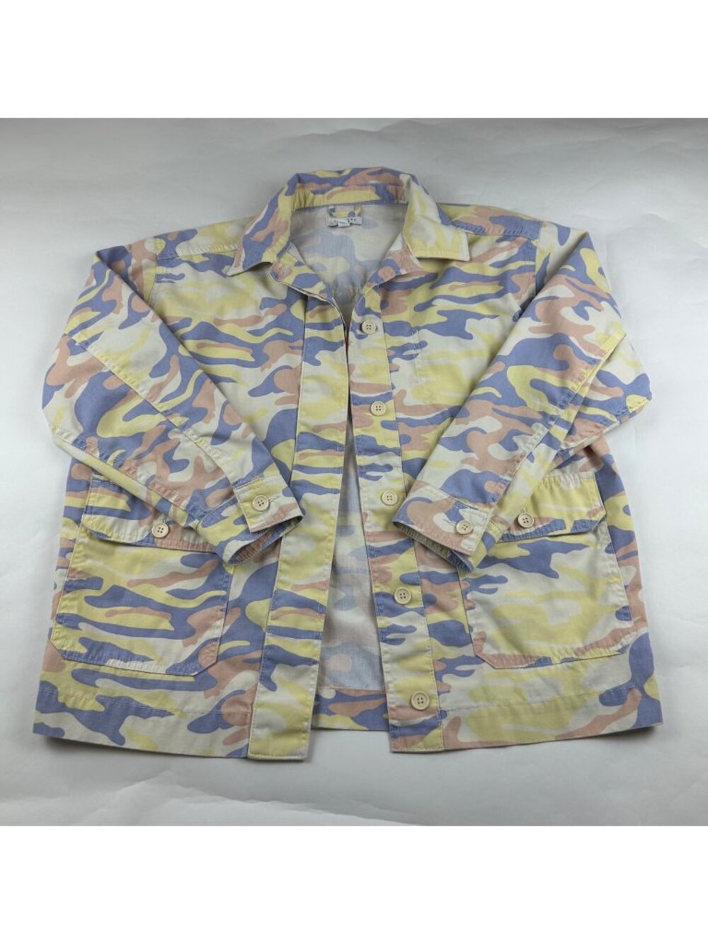 Top Shop Yellow Pastel Camouflage Canvas Field Jacket M 8-10